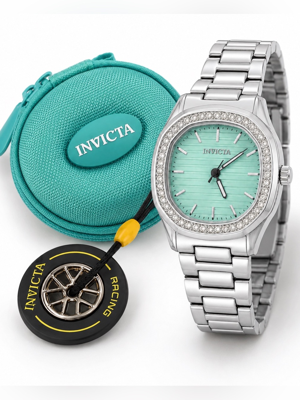 NWT Invicta Wildflower Special Edition 32mm Silver Aqua Watch Set 001-GA-L-501
